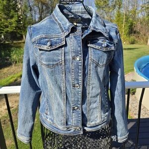 Women’s Light Blue Denim Jacket with Button Front